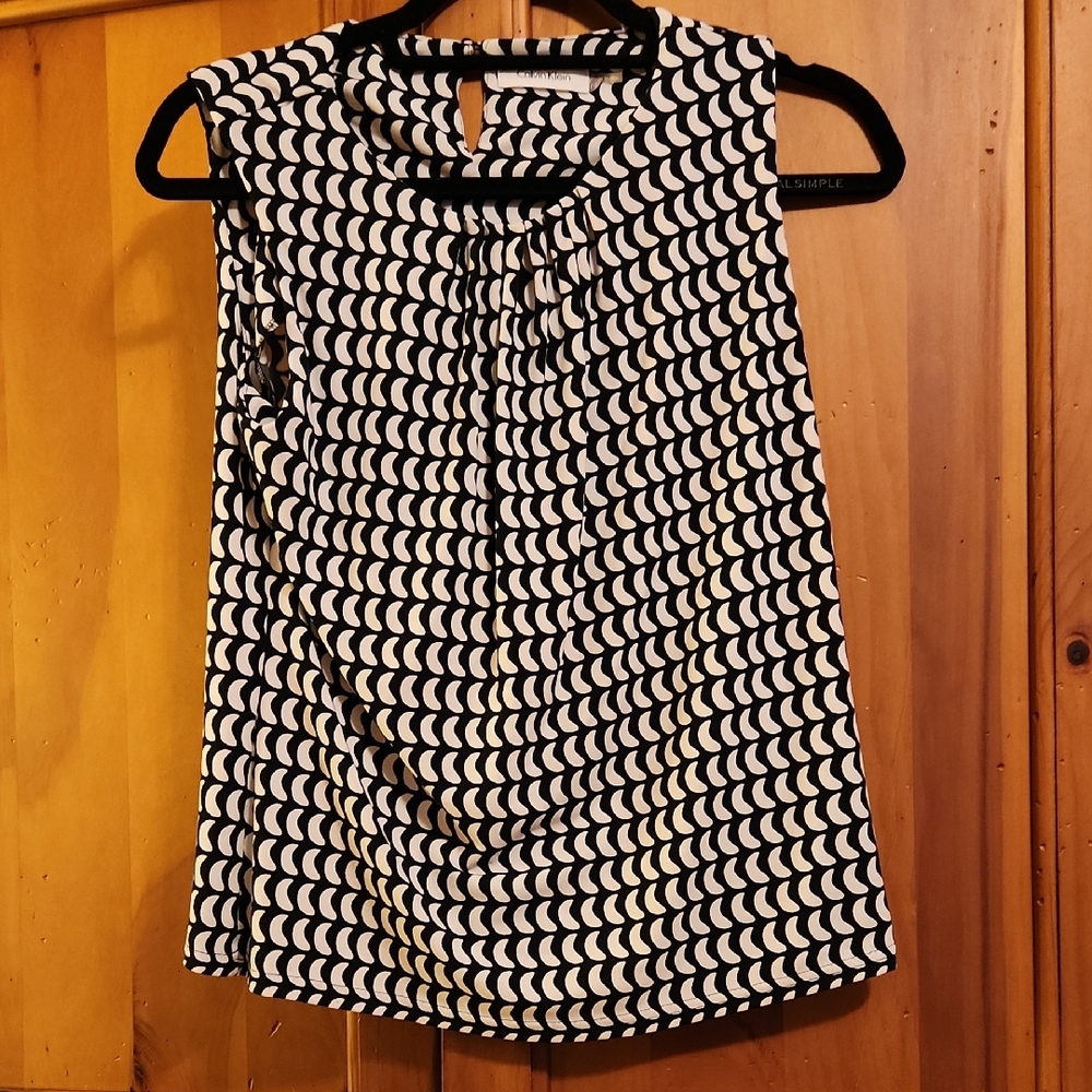 Calvin Klein Black and White Geometric Blouse